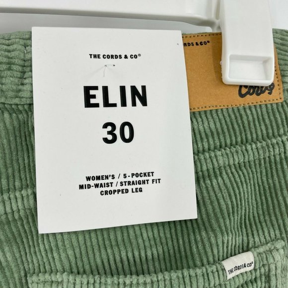 Anthropologie womens Elin the cords straight fit Green Cropped Leg pants - Picture 9 of 11